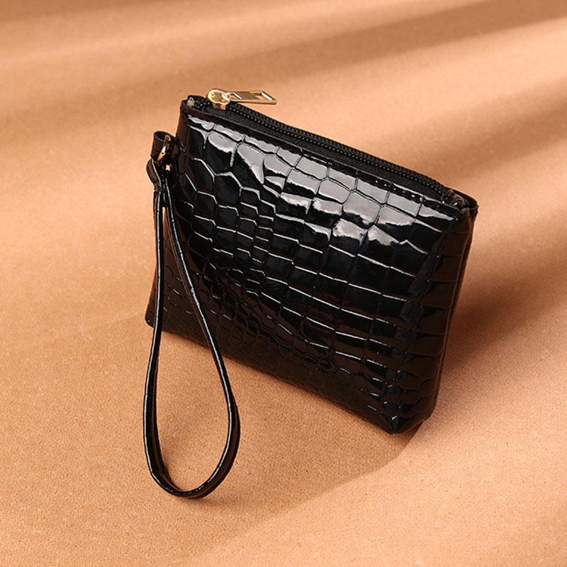 Mini Women'S Wallet Crocodile Print Short Zipper Wrist Small Coin Bag Fashion Retro Pu Leather Ladies Card Holder Coin Purses