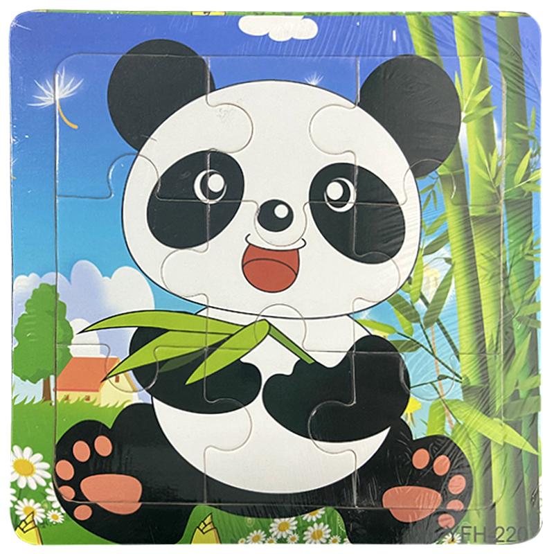 9pcs Kids Wooden Animal Puzzle Cute Cartoon Animal Puzzle Toys Early Educational Montessori Toys for Children