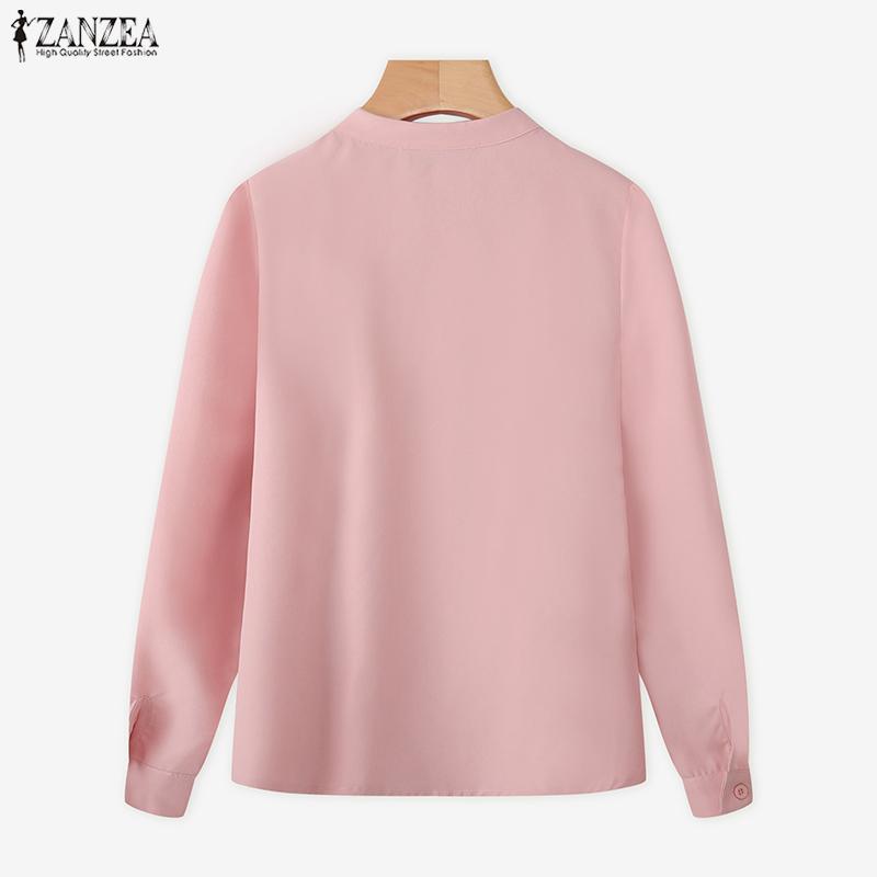 ZANZEA Women Casual V-Neck Loose Long Sleeve Blouse