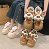 Cartoon cute kitten cotton slippers female 2025 autumn and winter new indoor furniture Velcro warm outer cotton shoes