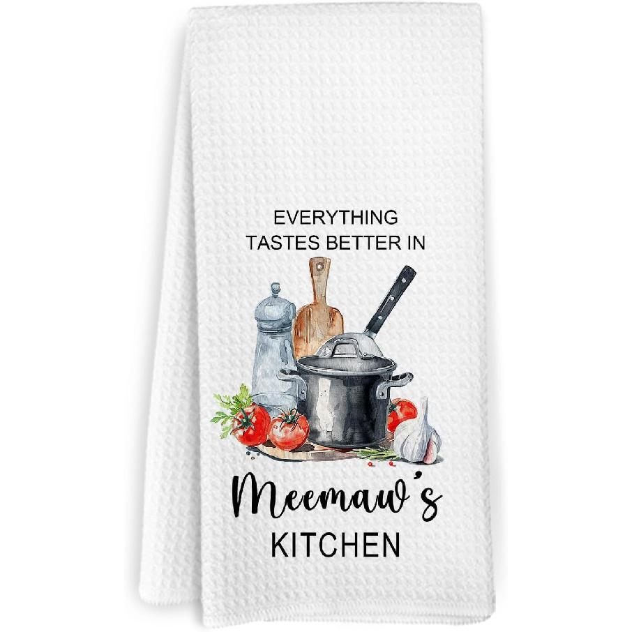Nonna Gifts Kitchen Towels, Gifts for Nonni Grandma from Grandkids, Everything Tastes Better in Nonna's Kitchen Decorative Hand Tea Towels for