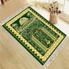 Tapis de Salat Islamique en Velours Motif Floral Bleu Vintage Arches de Mosquée Tapis de Prière Portable Antidérapant Décoration de Maison pour l'Aïd Cadeau
