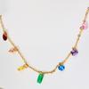 Colorful Summer Dream, Colored Zircon Necklace, Girl Stainless Steel O-Shaped Necklace Does Not Fade
