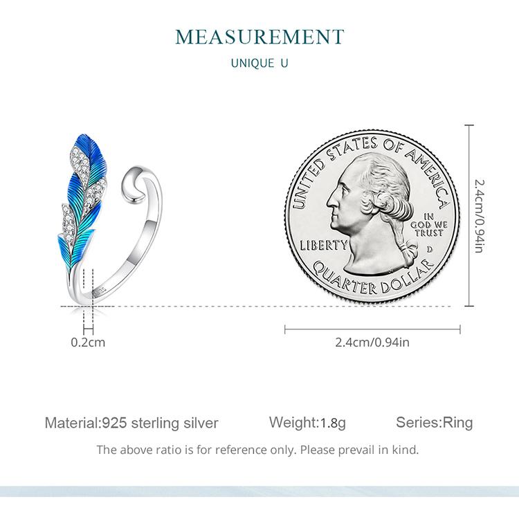BAMOER 925 Sterling Silver olśniewający niebieski pióro otwarty pierścień i kolczyki zestaw biżuterii utorować ustawienie CZ dla kobiet Chic Fine Jewelry