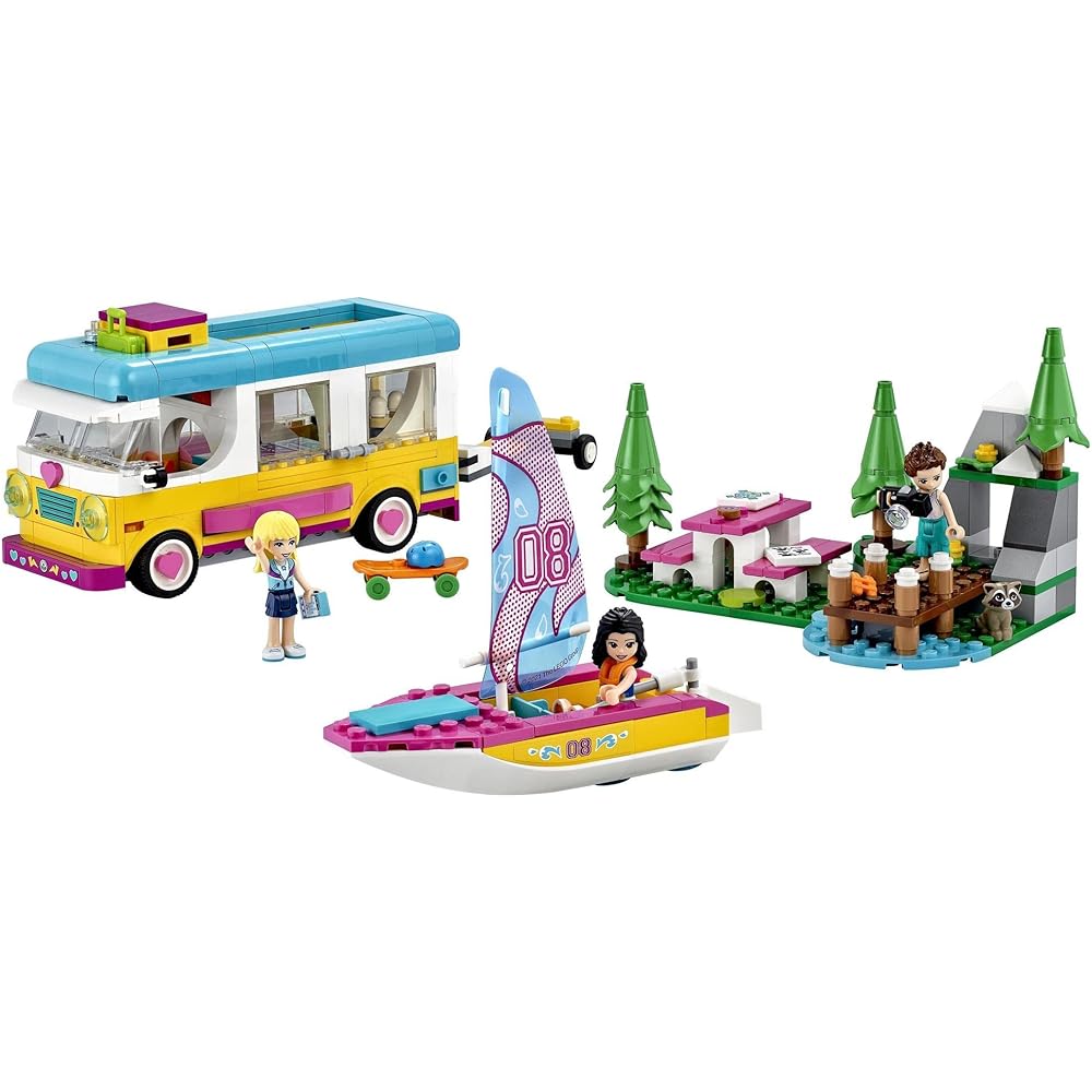 LEGO Friends Camping Car and Boat Set 41681 Toy for Girls 7 Years and Up Vehicle Playset