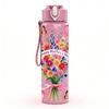 1PC Heart Shaped Bouquet Butterfly Pattern 750ml Color Plastic Sports Water Bottle Leakproof Flip Straw Lid Suitable for Sports Office Home Use