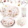 Spring Wild Flower Disposable Tableware Birthday Party Decor Wild Floral Paper Plates Cups Napkins Wedding Baby Shower Supplies