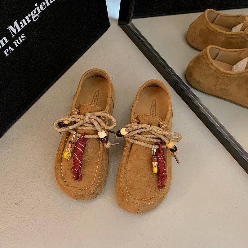 Pelz Retro Einzelne Schuhe Damen Flache Beanie Schuhe Herbst Neu Runde Zehe Schwangere Frauen