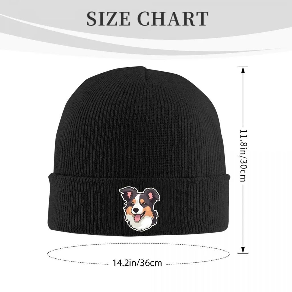 Süße flauschige Border Collie Schäferhund Warme Strickmütze Winter Strickmütze Mützen Beanies Hip Hop Caps für Unisex