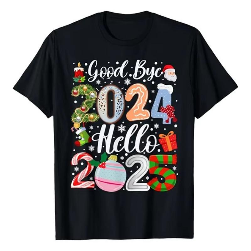 Šťastný nový rok 2025 3D tištěné tričko ležérní móda unikátní vzor tričko veselé Vánoce festival trendy populární tričko top