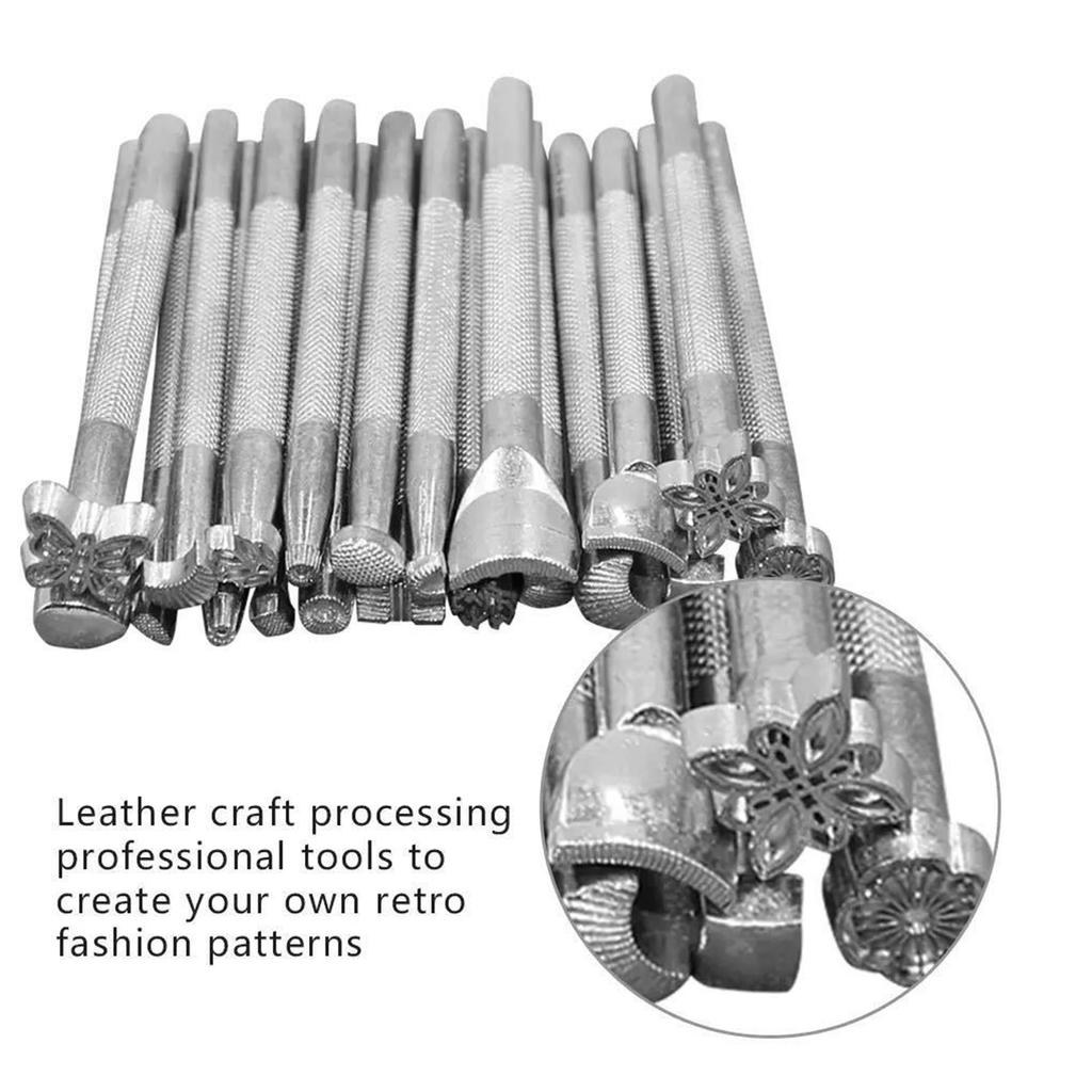 59PCS Craft Leather Tool Set   Leather Hand Working Tool Kit for Sewing Stiching Carving Printing Cutting Professional Leathercraft Accessories with