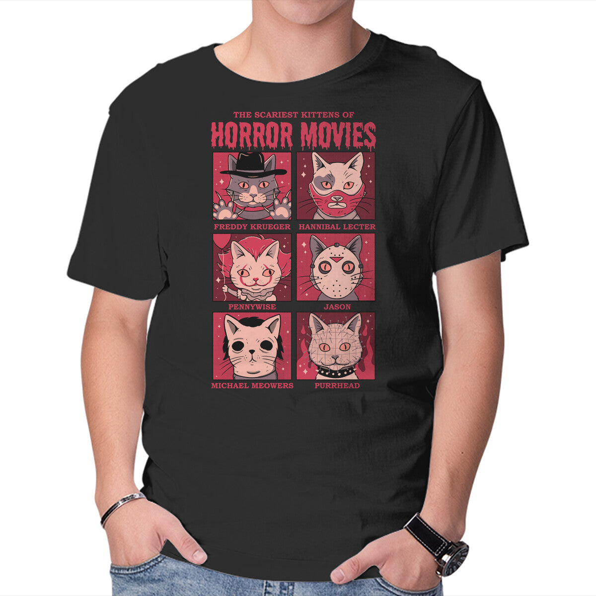 Unisex Crew Neck T-Shirt Horror Movies Graphic Short Sleeve Casual Tee L