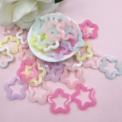 35Pcs 30mm Half Transparent Jelly Color Acrylic Star Loose Beads Pendant DIY Jewelry Accessories Fashion for Necklace Earrings Making
