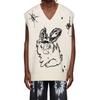 WE11DONE Ss22 Cartoon Monster Jacquard V-Neck Knitted Vest Unisex Vest White WD-KV1-22-645-U-IV