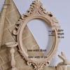 Retro European Style Unfinished Carved Wooden Mirror & Photo Frame for DIY Decoration