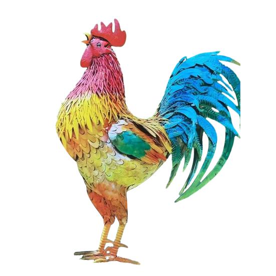 Metal Rooster Statues Waterproof Chicken Sculpture Metal Garden Deco Outdoor Yard Ornament