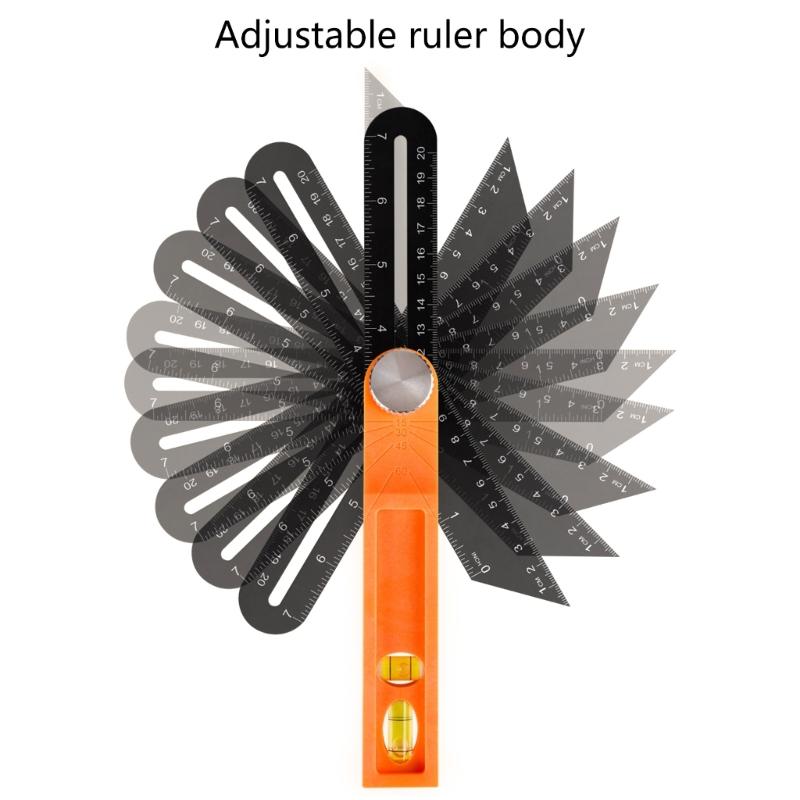 Quadratisches Messwerkzeug Schiebendes T-Winkelmesser Wasserwaage Lineal mit Libelle Winkelmesser