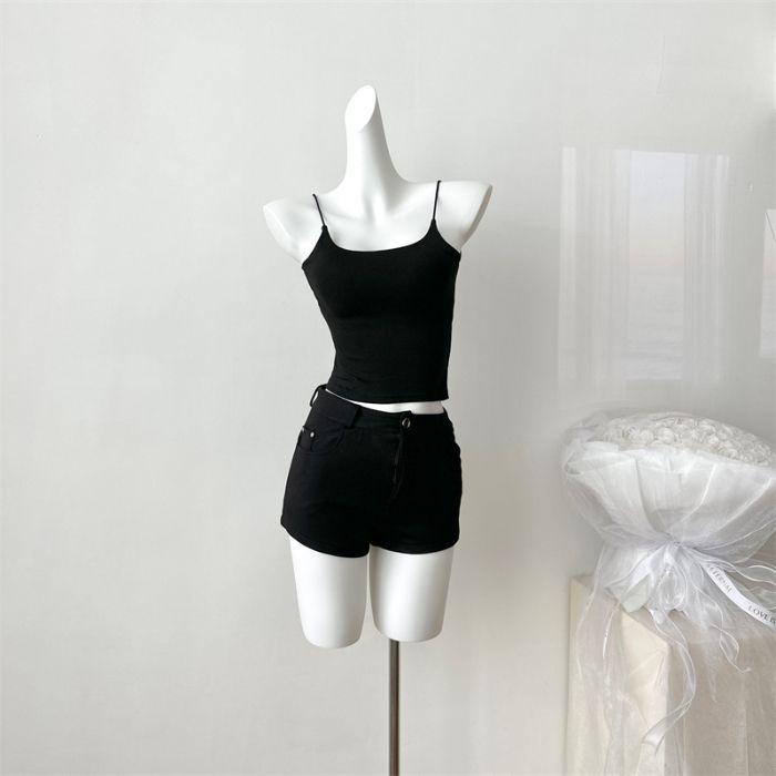 

Однотонный короткий жилет на подтяжках, летняя новая корейская женская одежда с нагрудными подкладками и верхом-подкладкой one size