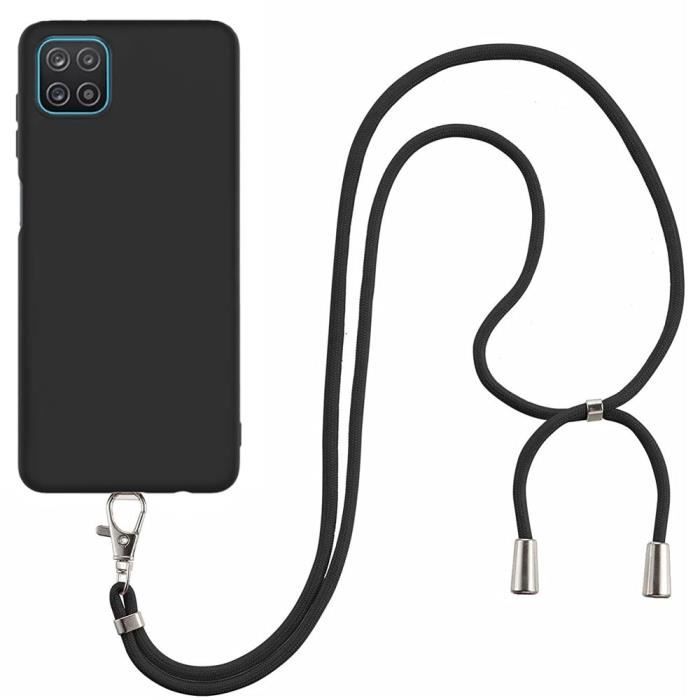 Coque - Samsung - A42 - Silicone Souple - Anti-Choc - Collier Cordon Noir