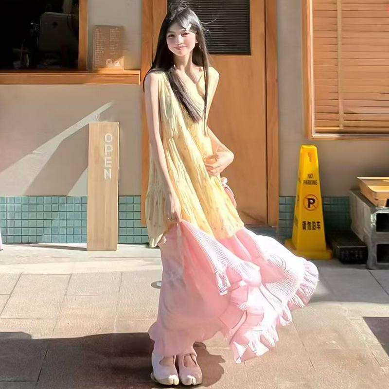 

Розовая кружевная юбка для женщин на лето Новая юбка А-силуэта с завышенной талией и облегающая фигуру Текстурная Сладкая Торт Длинная юбка XL розовый