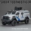 1:32 Scale Avtoros Shaman Sabertooth Armored Police Car Model Toys Metal Diecast Sound Light Doors Opened Pull Back Boys Gifts