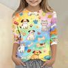 Kinder Tierdruck Rundhals Dreiviertelarm Lässiges T-Shirt Leichter Weicher Stoff Bequeme Passform Geeignet für den Alltag