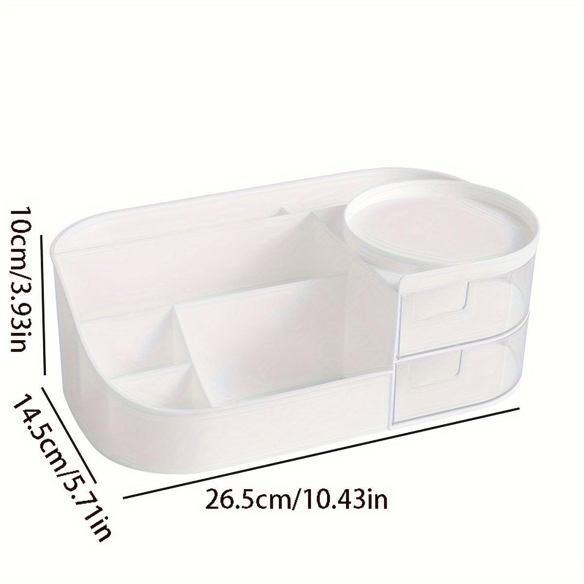 

1pc Vanity Makeup Organizer with Mirror - Drawer-Style Cosmetic Storage Box for Skincare, Lipstick & More - Lightweight Plastic Countertop Holder белый