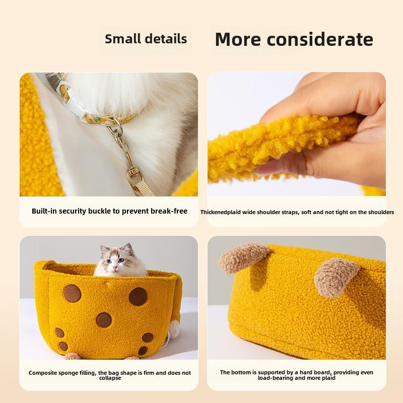 Autumn and Winter Pet Cute Giraffe Animal Shape Outing Bag Winter Warm Oblique Straddle Cat Bag Puppy Dog Backpack