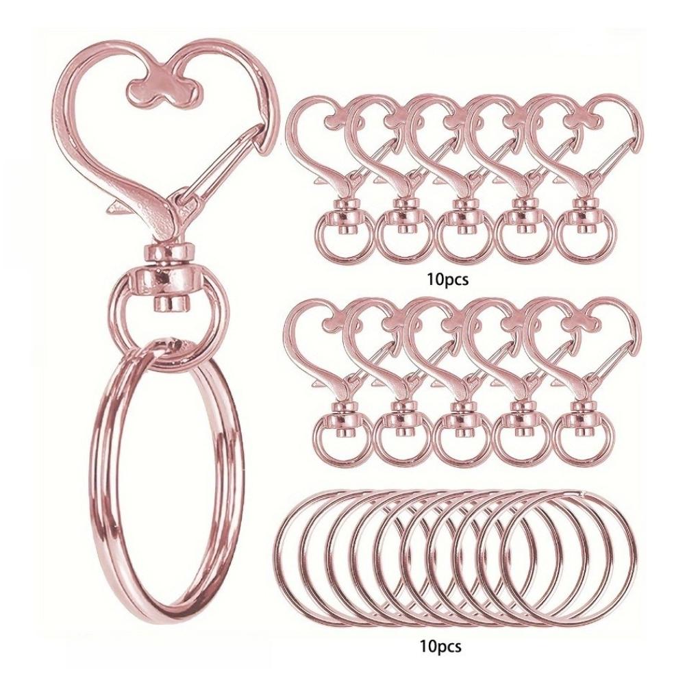20pcs Set Heart Shaped Lobster Clasp Keyring Multi-Purpose Lanyard Accessories  for DIY Crafts