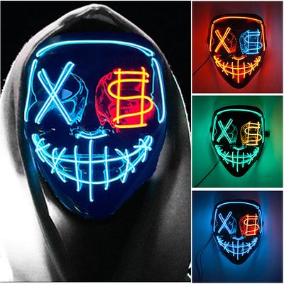 Máscara Luminosa de Halloween de LED Aterrorizante e Gananciosa Máscara de Casa Assombrada Brilhante no Escuro para Rave Cosplay Adereços de Festa