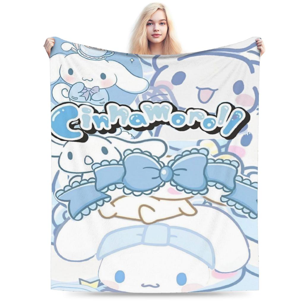 Pink Cinnamoroll Blanket Fleece Textile Decor Cute Cartoon Multifunction Ultra-Soft Throw Blanket for Home Travel Bedspread