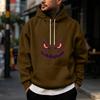 Men's Halloween Print Pullover Hoodie for Holiday Party and Cold