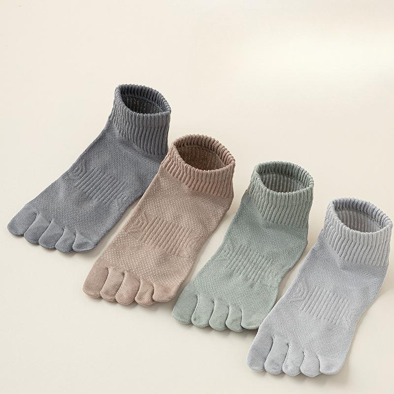 Șosete pentru bărbați de primăvară și vară, subțiri, din plasă, uni, șosete din bumbac pentru sport, șosete scurte cu degete, absorbante de transpirație și rezistente la mirosuri