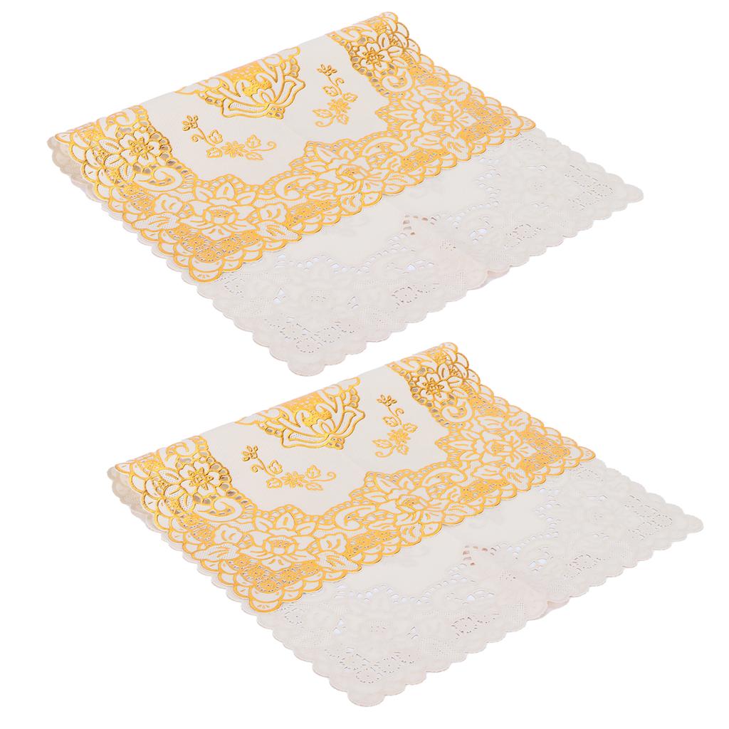 2PCS 30cmx45cm PVC Table Mat Gold Placemats Cup Coaster Pad Kitchen Wedding DecorationStyle 3