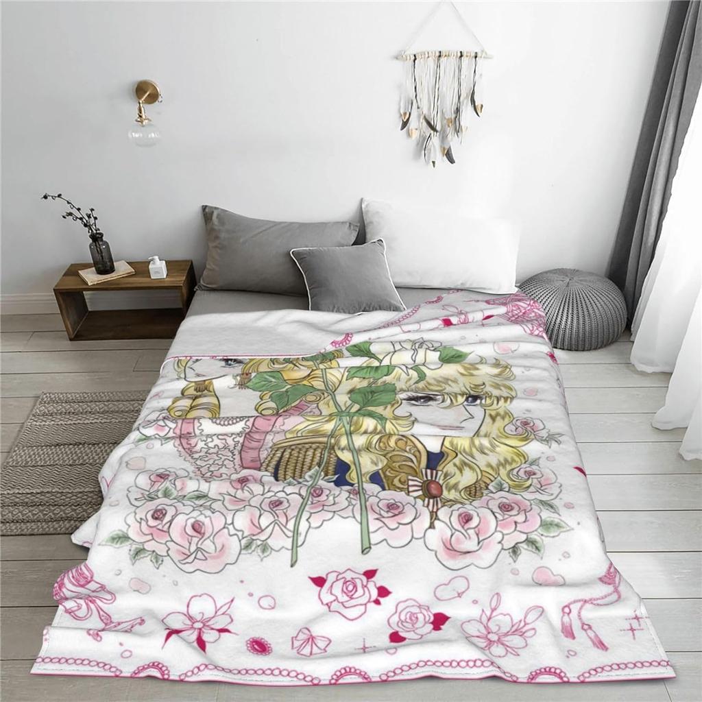 The Rose of Versailles Blanket, Fluffy Flannel Blanket, Stylish All-Season Washable Throw Blanket, Warm and Cute, 80"x60