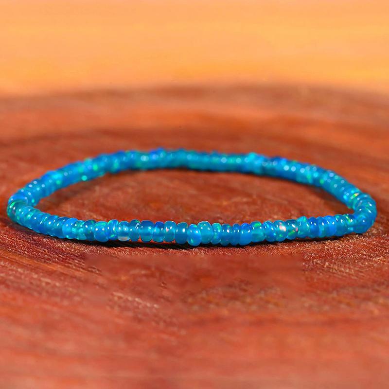 Pulsera de Ópalo Natural Para Mujeres Cuerda Elástica Extensible Joyería de Cristal Curativo Ayuda a Mantener el Equilibrio Emocional