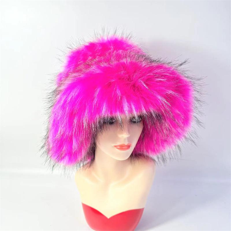 Chapeau cloche de pêcheur Chaud Fausse fourrure Fourrure de raton laveur Épaissi Automne et Hiver