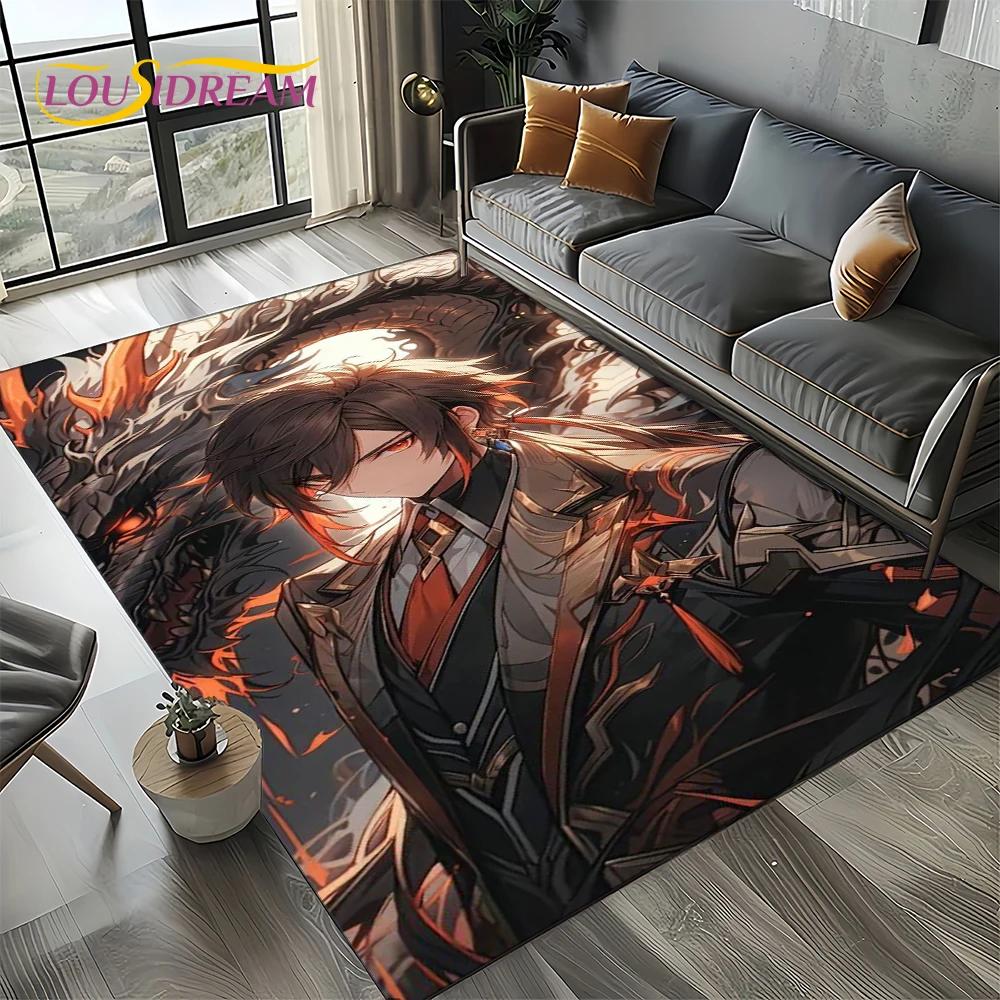 2025 New Genshin Impact Character Solo Cartoon Game Carpet Rug for Living Room Bedroom Home Sofa Decoration,Non-slip Floor Mat