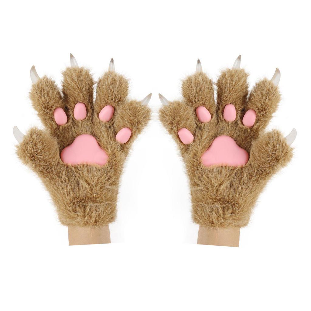 Halloween Cat Paw Plush Gloves for Cosplay