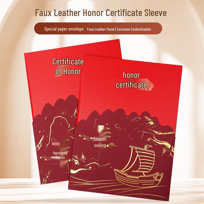 Luxurious Custom Leather A4 Certificate Cover for Award Recognition