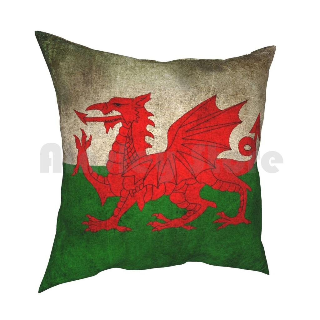 Old And Worn Distressed Vintage Flag Of Wales Pillow Case Printed Home Soft Throw Pillow Vintage Welsh Flag Old Welsh