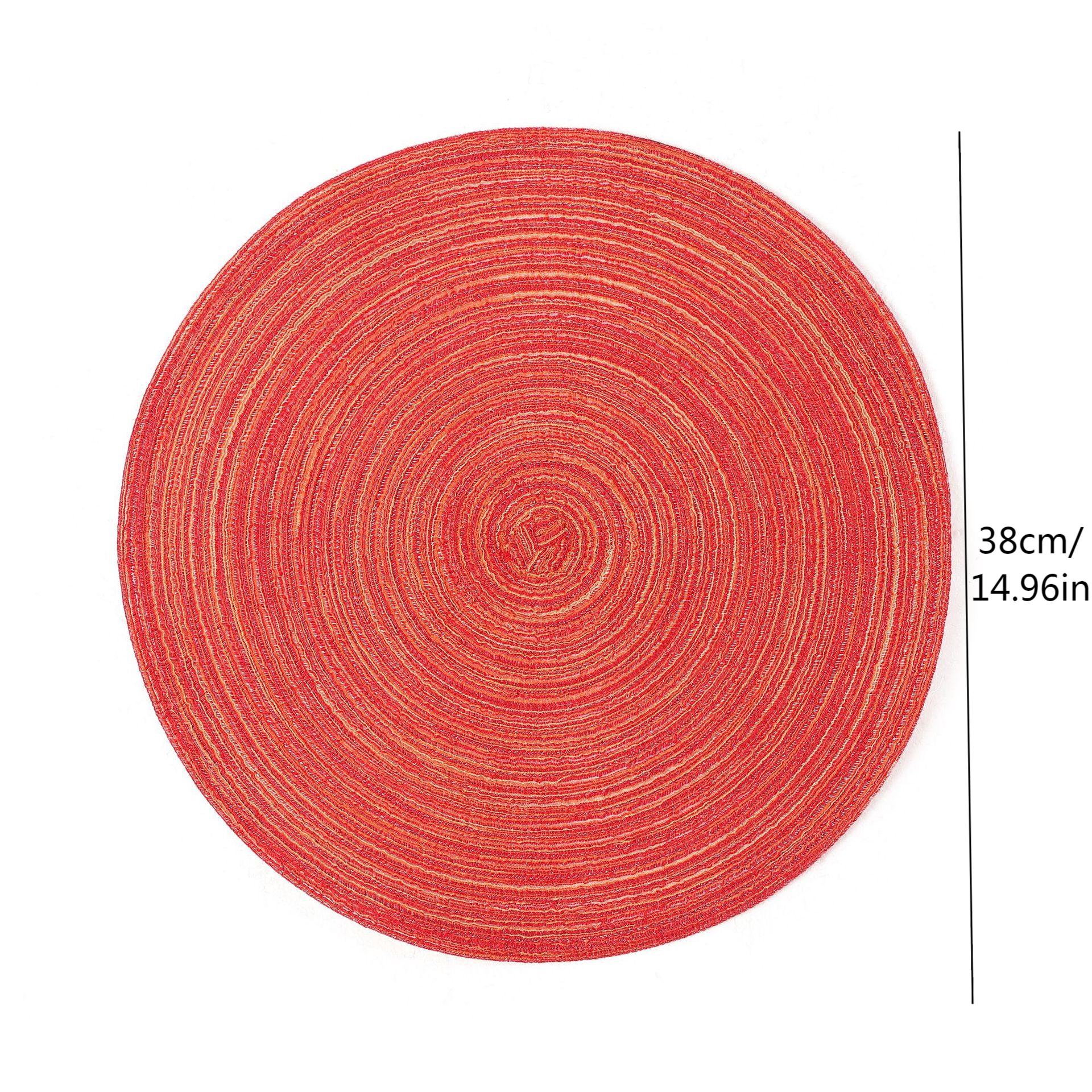 Round Placemats Set of 4 Round Braided Placemats 15 inch Cotton Polyester Woven Table Placemats for Dining Table Holiday Party (red,L&Round) красный