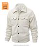 Men's Retro Corduroy Lapel Jacket - Spring/Autumn Workwear, Solid Color, Middle-Aged American Style