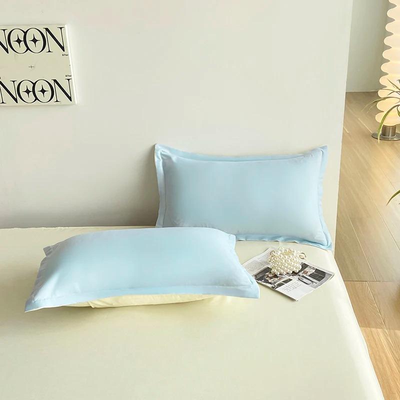 2-Side Color Blocking Duvet Cover 4Pcs Bedding Set Include Flat Sheet Fitted Sheet Two Pillowcases