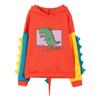 Fashion Women Casual Print Long Sleeve Splice Dinosaur Sweatshirt Tops