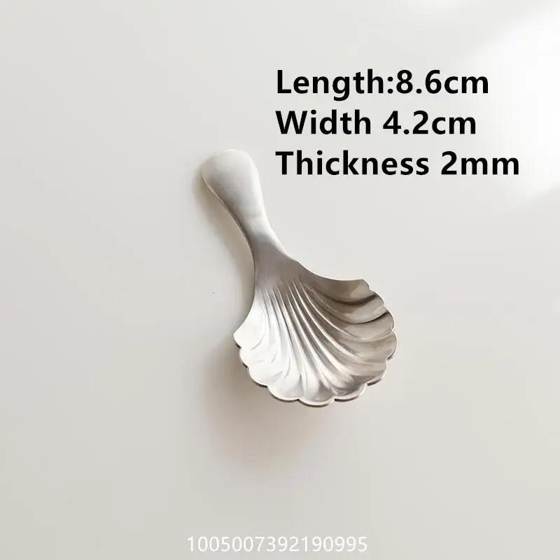 Stainless Steel Shell Shape Spoon Short Handle Dessert Teaspoon Coffee Short Handle Small Dessert Ice Cream Ice Cream Household S