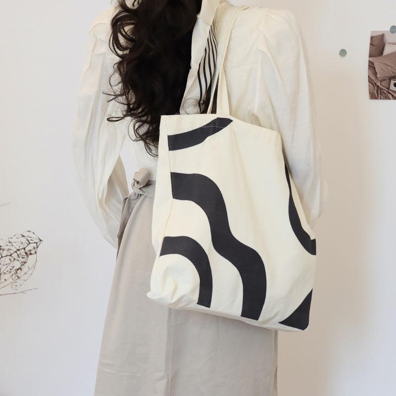Literary canvas bag large-capacity shopping bag fashionable and simple shoulder women's bag