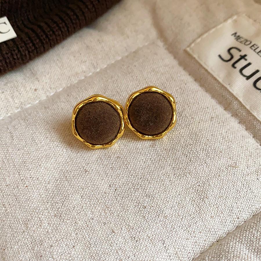 Silver Needle Flocked Round Square Stud Earrings: Elegant and Versatile High-End Jewelry