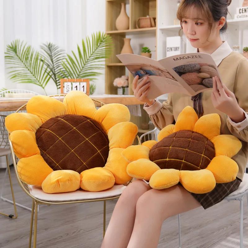 1Pc 40/50/70Cm Stuffed Soft Plant Sunflower Plush Toys Cute Chair Car Plush Cushion Office Nap Pillow Nice Birthday Gift