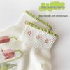 Women's Spring and Summer White Japanese-Style Cartoon Tulip Short Socks.